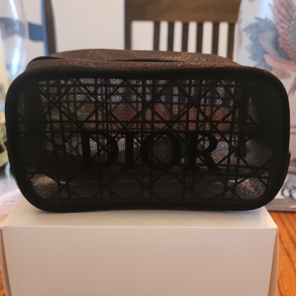 Dior Black Mesh Black Logo Pouch